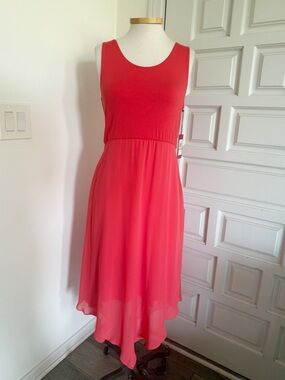 Vince Camuto Sunrise Dress Coral Red Flowy Sleeveless Size Small NWT